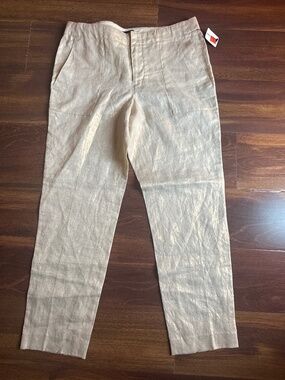 J CREW Metallic Gold Linen Pants Size 6
